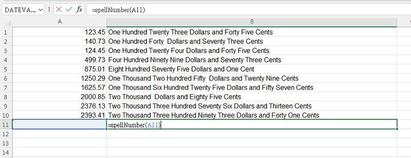 Excel VBA Number to Words Macro